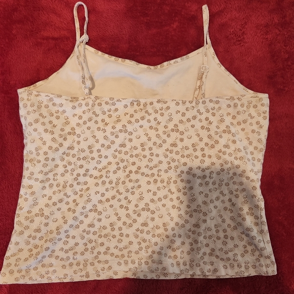 GAP Stretch Womens Crop Tank Top Floral Print White Brown Adjustable Sz Medium - Picture 4 of 9